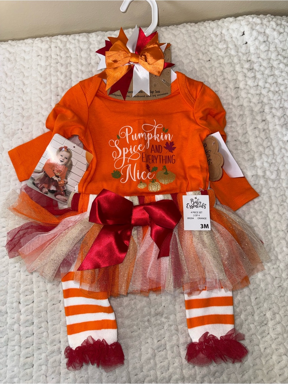 Essentials Orange Pumpkin Spice Tutu Set with Red Accents